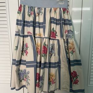 blue floral patterned skirt
